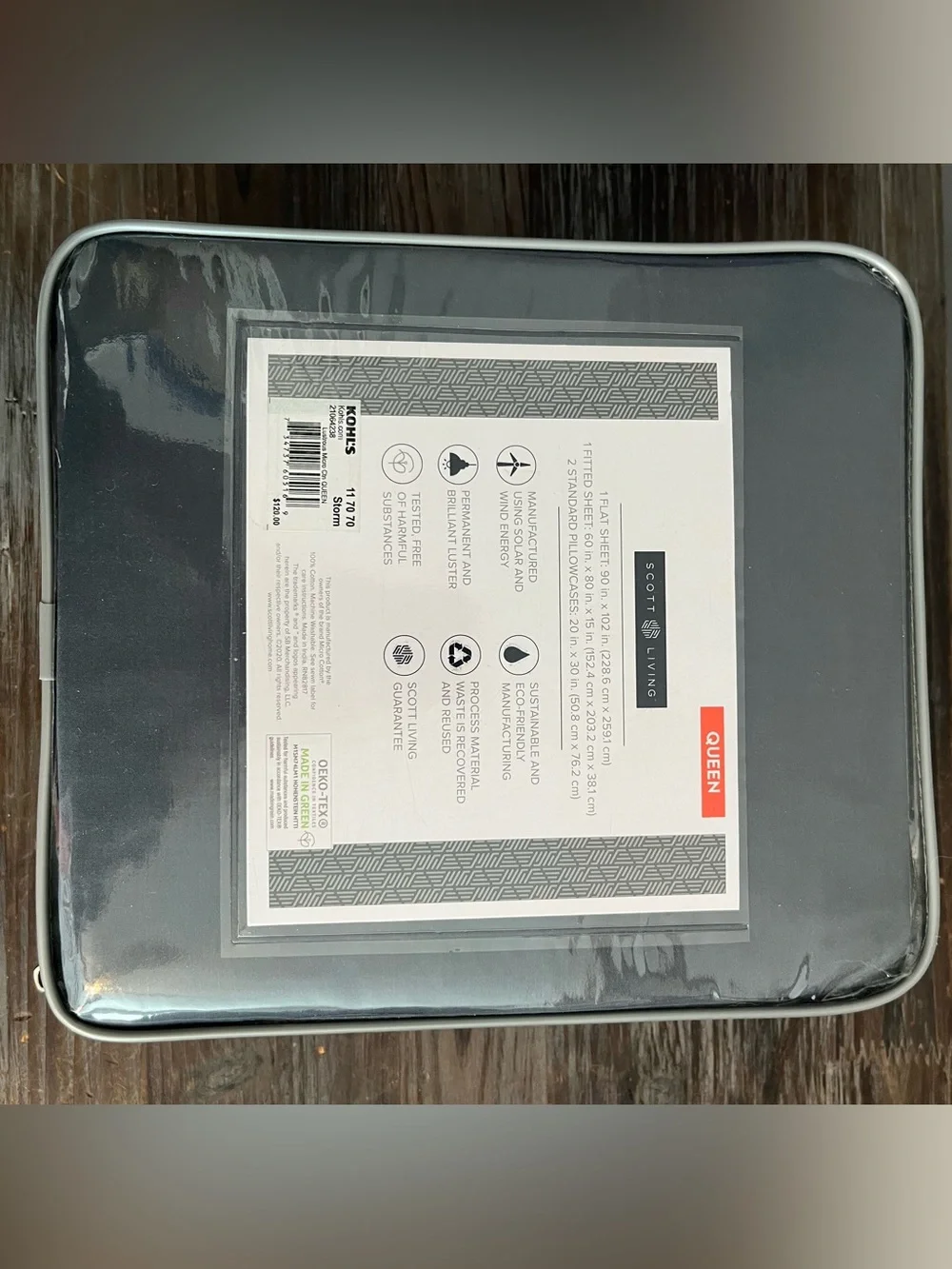 NWT Scott Living Queen Sheet Set - Dark Gray - Picture 2 of 2